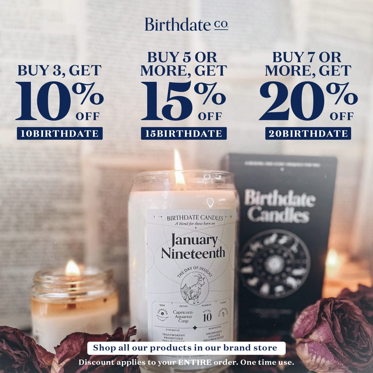Birthdate Candles, April 21 - Taurus Zodiac Scented Candles Birthday Gift - Cedar, Sandalwood & Eucalyptus Scent - All-Natural Soy & Coconut Wax, 60-80 Hour Burn Time - Made in USA