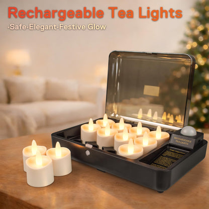 HL Rechargeable Waterproof LED Tea Lights with Remote & Timer, 100H Flameless Votive Candles for Indoor/Outdoor, Flickering Décor for Weddings, Parties, Halloween & Christmas.