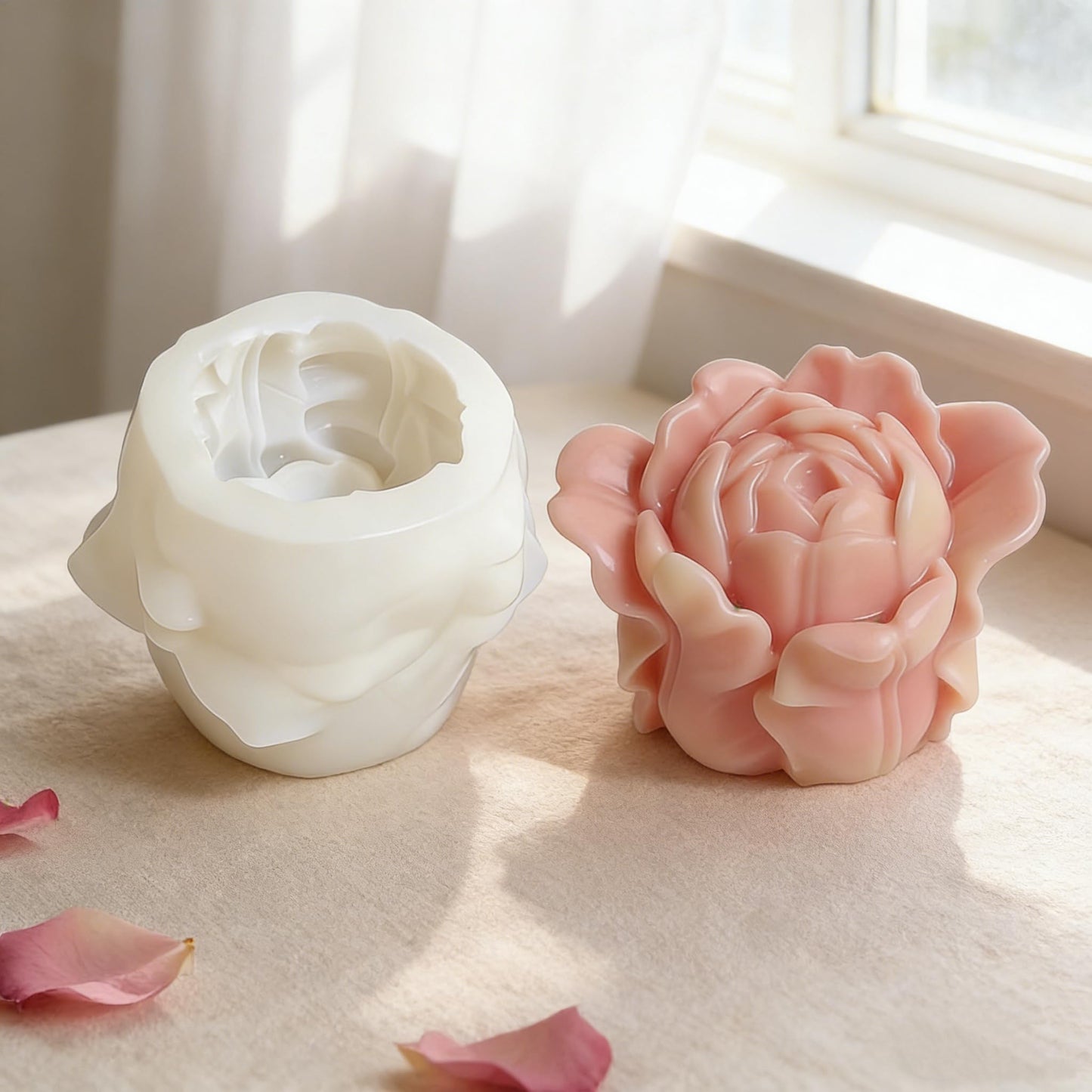 Flower Petal Mold - Cylinder Molds Silicone Wave Spiral Candle Mold - Silicone Resin Casting Molds for Candle & Resin & Soap Craft Supplies
