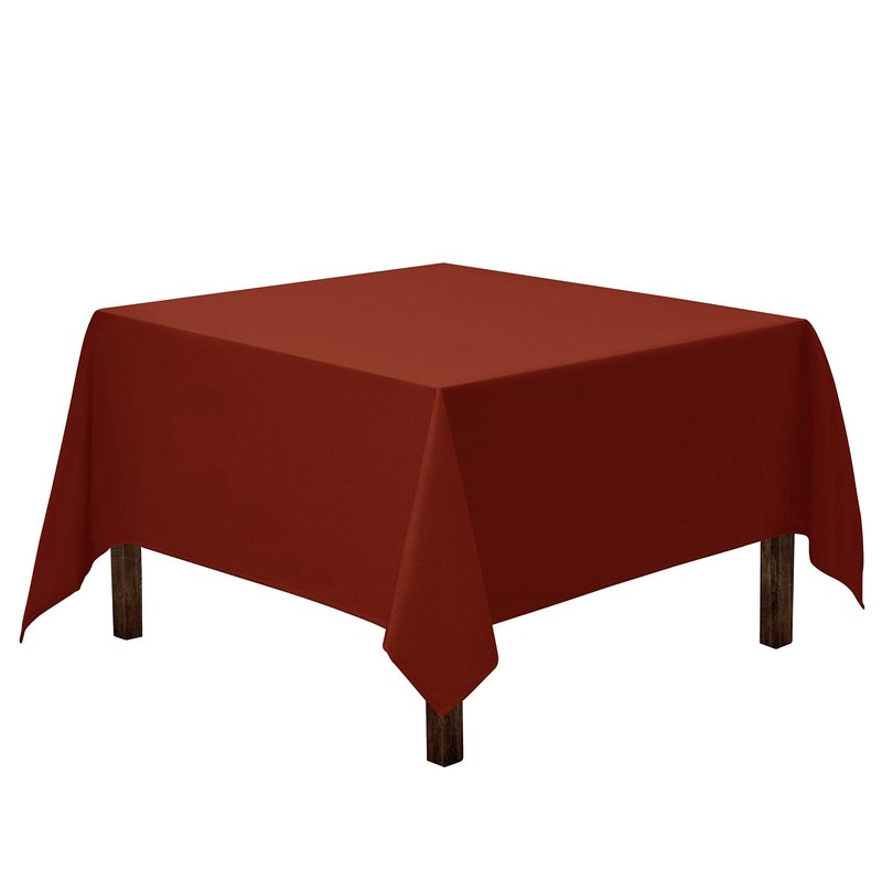 Gee Di Moda Square Tablecloth - 52 x 52 Inch Burnt Orange Table Cloth for Small Square or Round Tables - Heavy Duty Washable Fabric - for Buffet Table, Holiday Party, Dinner, Wedding & Baby Shower