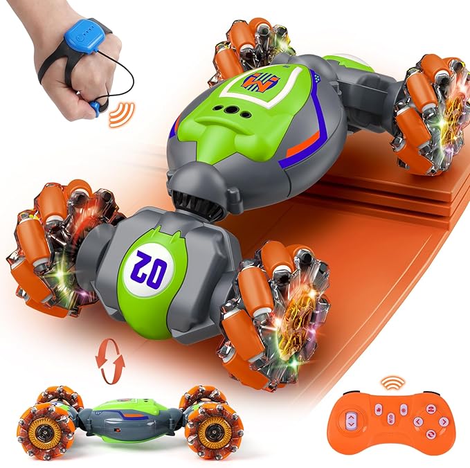 Gesture Sensing RC Stunt Car for Boys 6-12 Year Old 4WD Remote Control Cars Toys with Lights Music Best Birthday Gifts for Kids 2.4Ghz Hand Control Drift Car