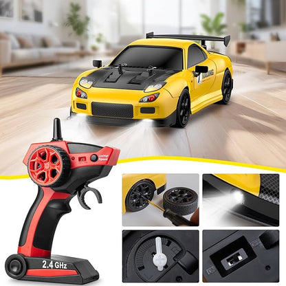RC Drift Car 1:14 4WD Drift Remote Control Car 2.4GHz 28km/h Drift RC Car LED LightsRacing and Drift Tires RTR for Teens Kids Boys