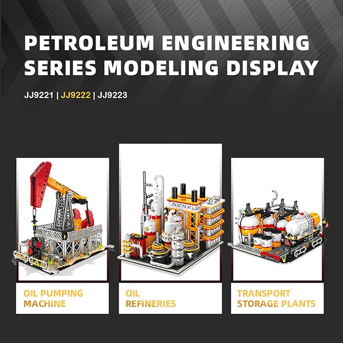 City Gas Station Building JJ9222 Set 734pcs Modular Chemical Plant Bricks Kit with Storage Tank &amp Lab Compatible with Lego City MOC Display Model for Adults &amp Kids Age 6+