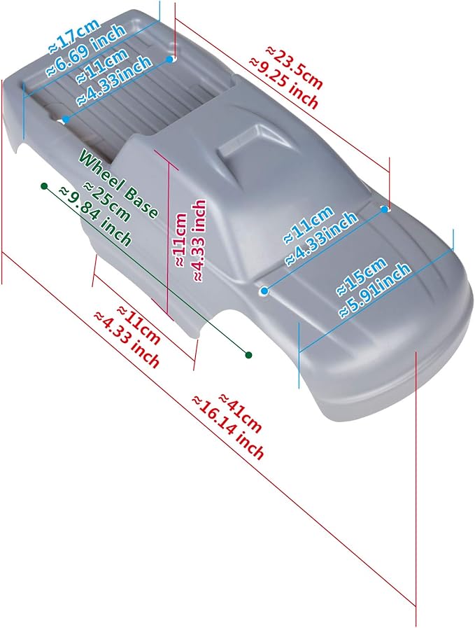 SummitLink Custom Body Compatible for 1/10 Scale RC Car or Truck (Truck not Included) (Muddy Blue Over Black)