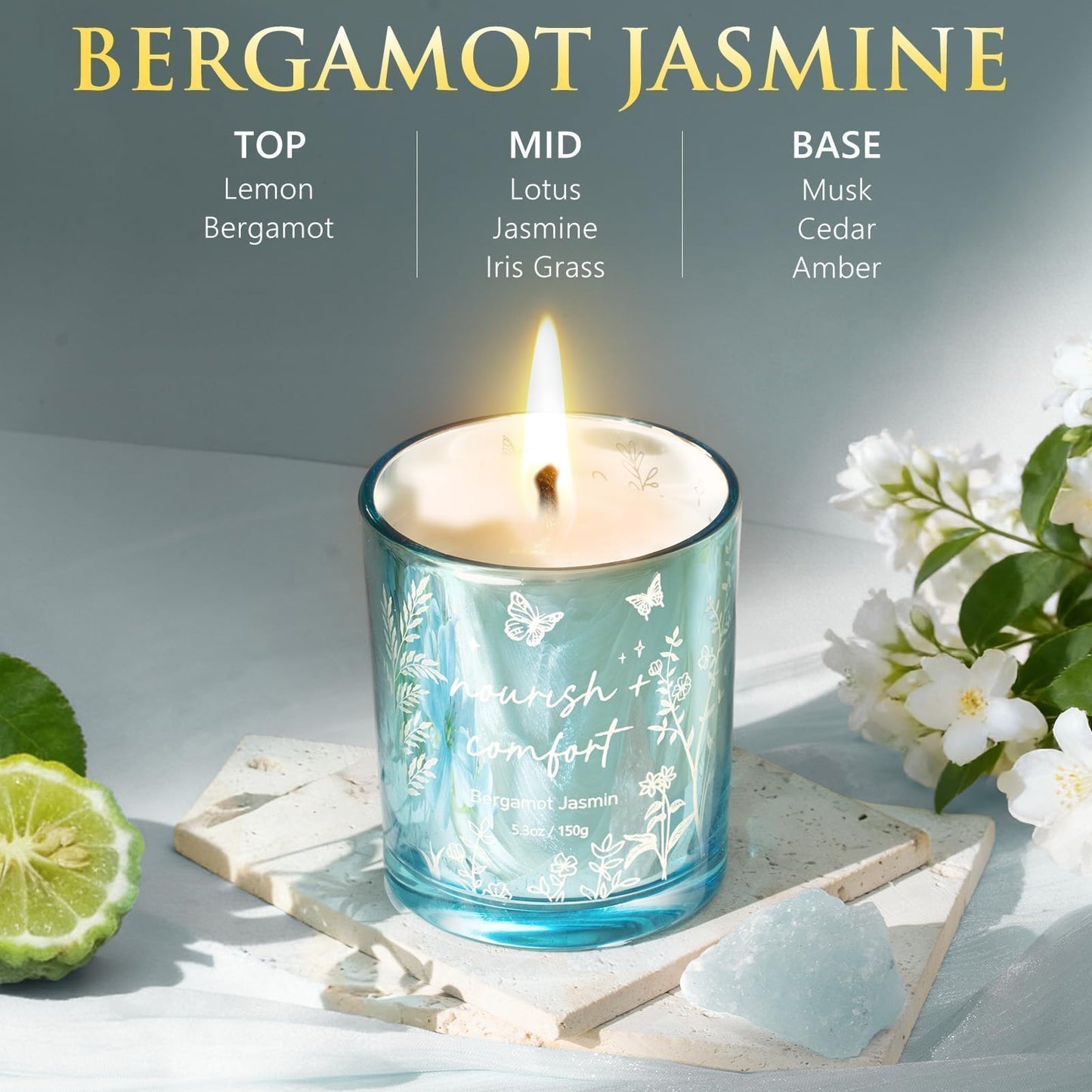 Scented Candles for Women, 3 Pack Candle Sets Soy Candles for Home Scented Holiday Votive Candle Gifts Set, Mothers Day Birthday Gifts for Women Mom Friend -Eucalyptus Mint/Bergamot Jasmin/Sage Citrus