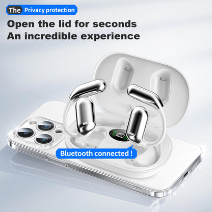 Real-Time AI Translation Earbuds, Open-Ear Audifonos Traductores Inglés Español Two-Way Translator Headphones, Bluetooth Wireless Earhooks for Business, Travel, Learning, Meetings (Pure White)