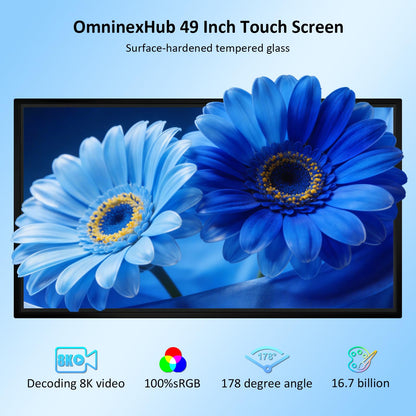 49" Smart Board, Portable Touch Screen TV, RK3588 Octa-Core Whiteboard, Android iOS 12, 10-Point IR Touchscreen, Two-Way Control, Reverse Live Streaming for Classroom Office Home (Wall Mount Include)