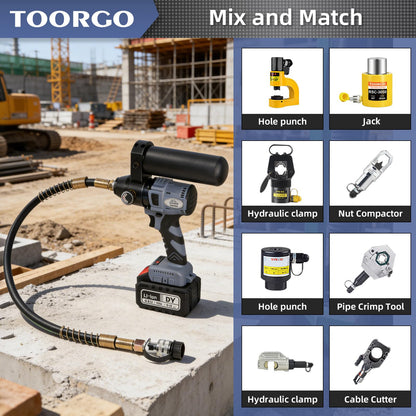 TOORGO Electric Hydraulic Pump, ZG3/8" Oil Outlet, 2.3 ft Pipe,10000 Psi Rechargeable Portable Hydraulic Pump for Hydraulic Jack or Hydraulic Tool