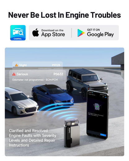 TOPDON Carpal OBD2 Scanner Bluetooth - Scanner for Car, All System Diagnostic Tool for iOS & Android, Vehicle Health Check, 6 Maintenance Services, Smog Check, Repair Guide, Performance Test-Black