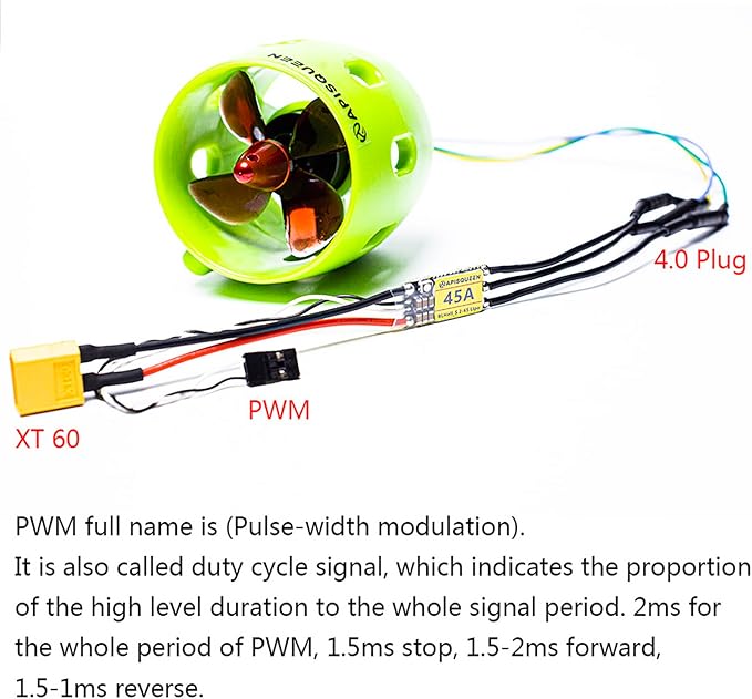 U1 Underwater Thruster with 45A Bi-Directional ESC12V~16V 2Kg Thrust Brushless Underwater Subsea Thruster/Propeller for ROV Boat（CCW）
