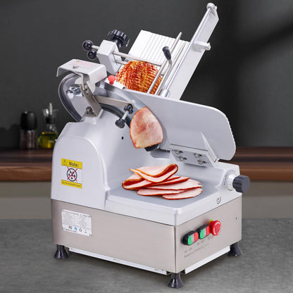Commercial Automatic Deli Meat Slicer for Home & Kitchen – 550W Dual Motors, 12" Carbon Steel Blade, 0-14mm Adjustable Cut, Built-In Sharpener, Aluminum-Magnesium Alloy Body, Safety Features Included