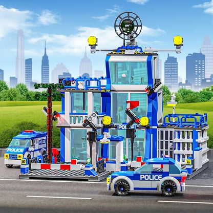 MindBox City Police Station Building Sets 570pcs City Police Sets Toy Building Bricks Kit for Boys 8-12