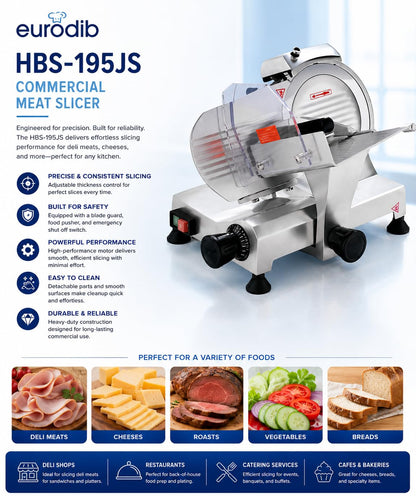 Eurodib HBS-195JS Food Meat Slicer, Electric