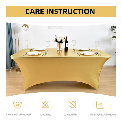 ZarzaaSik 10-Pack 8ft Spandex Table Covers for Rectangle Folding Tables - Washable Elastic Tablecloth - Ultimate Fitted Table Protector for Parties, Trade Shows, Banquet, and Wedding