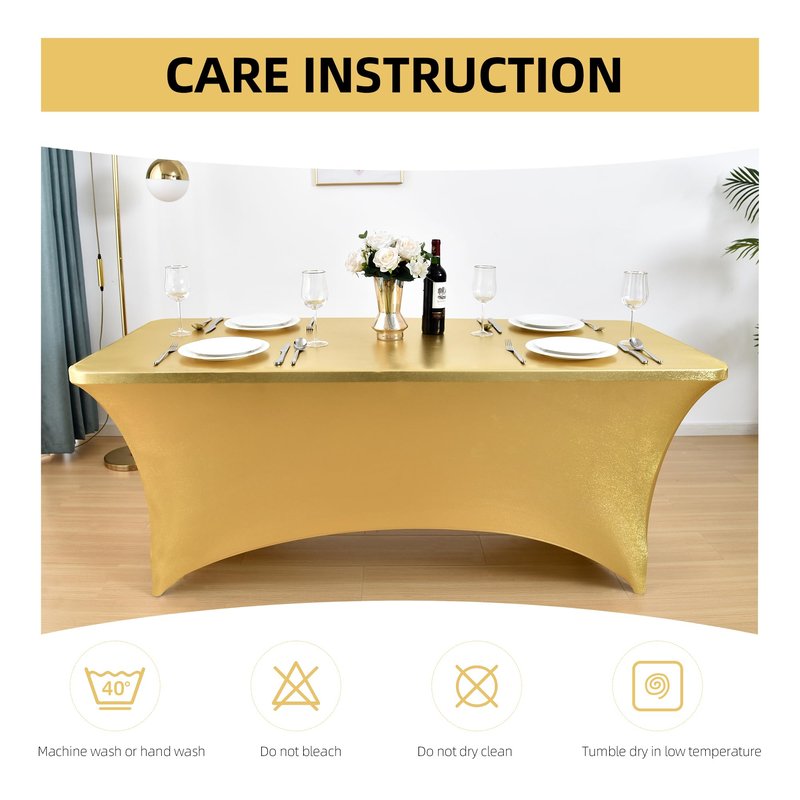 ZarzaaSik 6-Pack 6ft Spandex Table Covers for Rectangle Standard Folding Tables - Wrinkle Resistant Stretch Tablecloths - Ultimate Fitted Table Protector for Parties, Trade Shows, Wedding