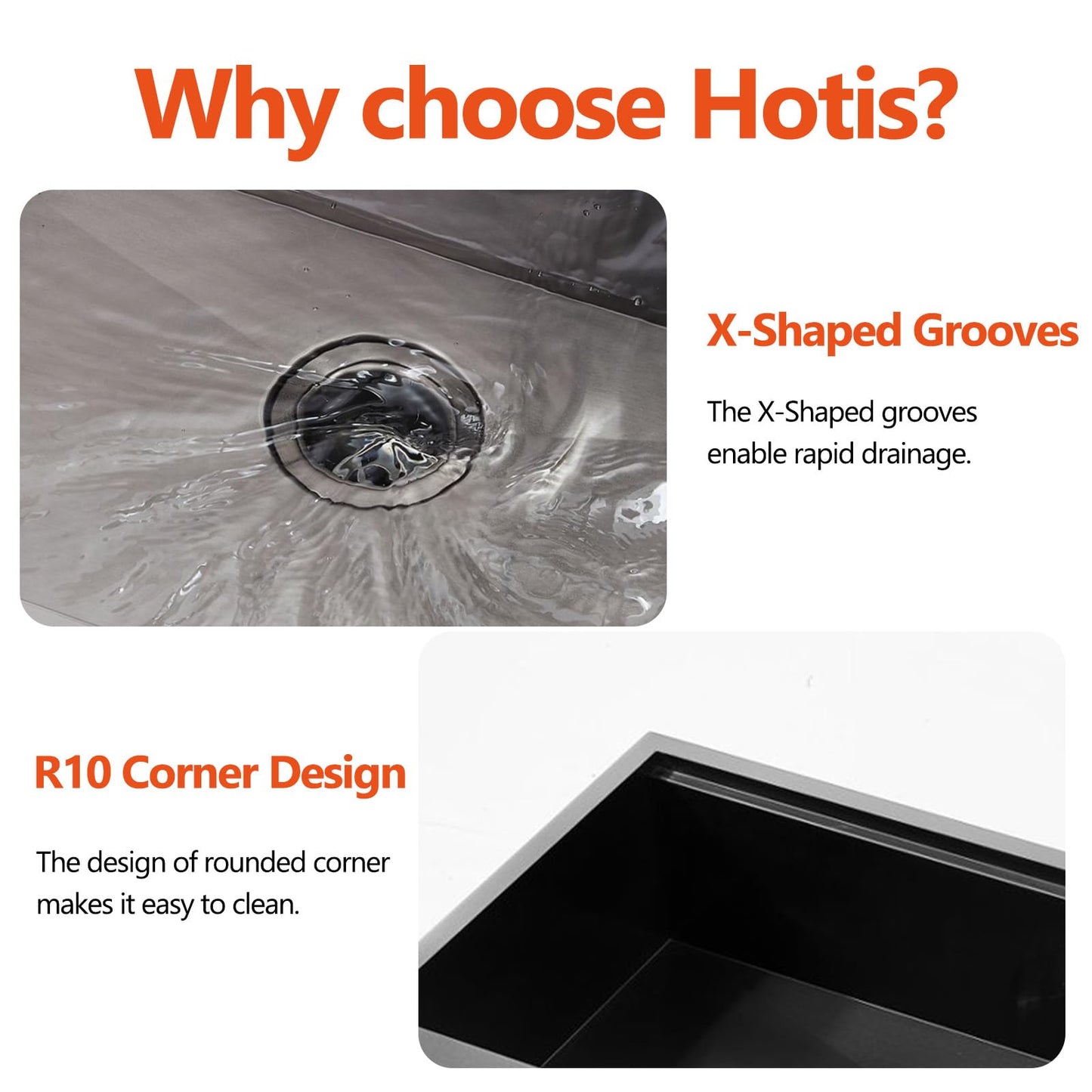 HOTIS 33 Inch Black Farmhouse Sink, Undermount Gunmetal Black Workstation Apron Front Kitchen Sink, 33 x 22 Stainless Steel Farm Sink 16 Gauge 9 Deep Single Bowl Kitchen Sink with Cutting Board