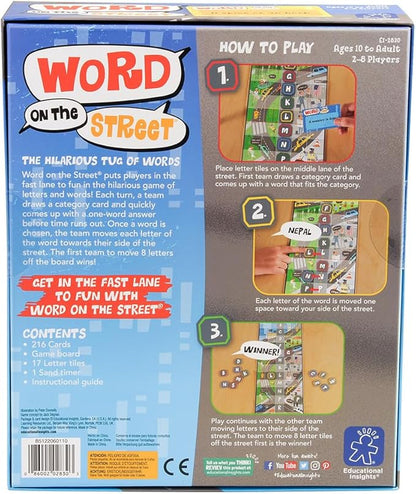Educational Insights Word on the Street - Family Board Games for Kids and Adults Fast Word Games for Kids 10 and up Vocabulary Building Spelling Game with Fast-Paced Play Family Game Night