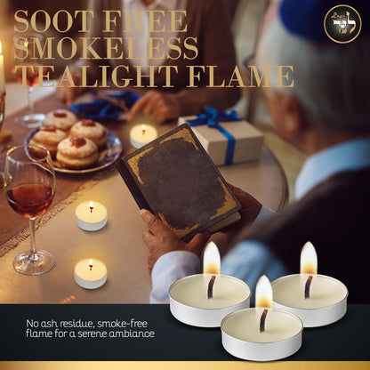 L’ner 1.5 Hour MINI Tealight Candles, 200 Pack – Smokeless & Dripless Unscented Tea Lights, Plant-Based Wax, Lead-Free Cotton Wick – Premium Quality Tea Lights for Shabbat, Memorial, Home, Weddings