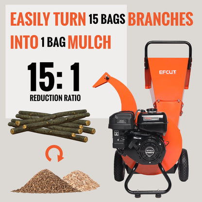 EFCUT C40 Wood Chipper 4" inch Max + Replacement Blades 4 Pcs [Exclusive Bundle Deal]