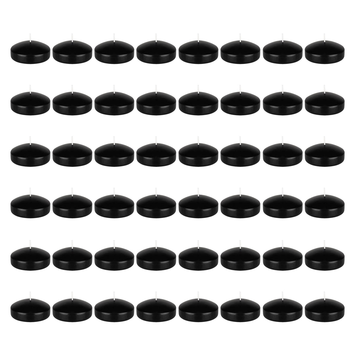 Mega Candles 48 pcs Unscented Black Floating Candles, Hand Poured Wax Candle 3 Inch Diameter, Home Décor, Wedding Receptions, Occasions, Festivities, Events, Meditations, Tranquility, Spa