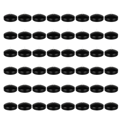 Mega Candles 48 pcs Unscented Black Floating Candles, Hand Poured Wax Candle 3 Inch Diameter, Home Décor, Wedding Receptions, Occasions, Festivities, Events, Meditations, Tranquility, Spa
