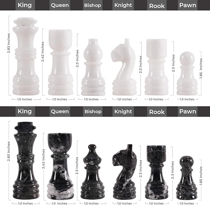 Marble Chess Set for Adults with Complementary Storage Box 15 Black &amp White Handmade Board Games for Adults Premium Chess Set Board Game with Extra Queens