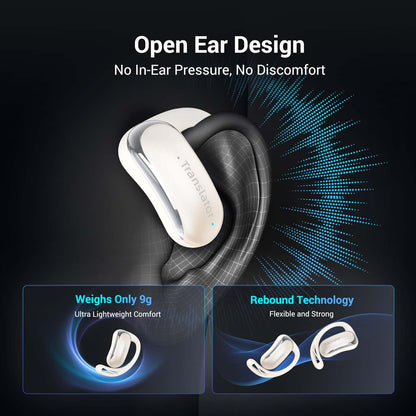 Wooask AI Translator Earbuds, 144 Language Translator OWS 3-in-1 AI Translation Earbuds Real Time F56 Beige (with Offline Package (Lifetime Free))