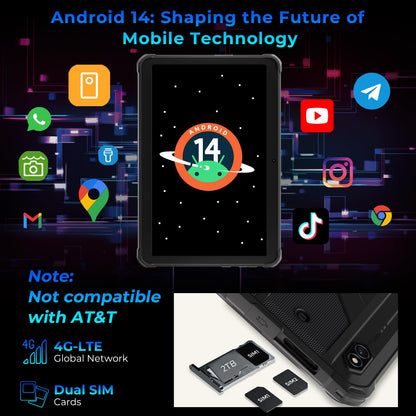 HOTWAV R8 Rugged Tablet Android 14, 10.1 inch HD+ Display 10800mAh Battery, Octa-Core 12GB RAM+128GB ROM+1TB Outdoor Tablet, 13MP+5MP Camera IP68/IP69K Waterproof, 4G Dual SIM/5G WiFi/BT5.1/GPS