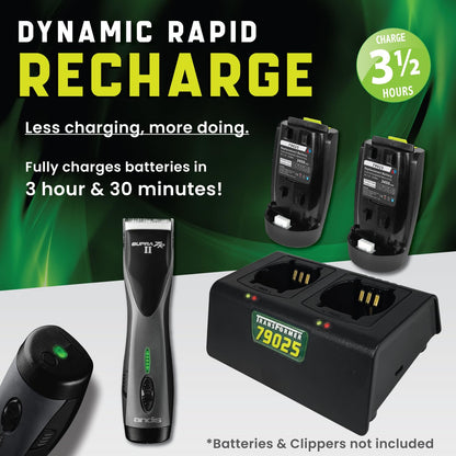 Artisan Power Battery Charger for Two Andis Supra ZR II and Pulse ZR II Clipper Batteries (79025 and DBLC-2) Durable Connectors, LEDs Status and PD Type C Power Supply