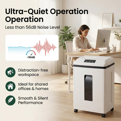 Trishintage Heavy Duty Paper Shredder: 7 Sheets P-7 Ultra Micro-Cut 3/64''*5/64'' Shreds Credit Cards & CDs 30 Min Continuous Run 6-Gallon Bin High-Security Commercial for Home Office Business Bank