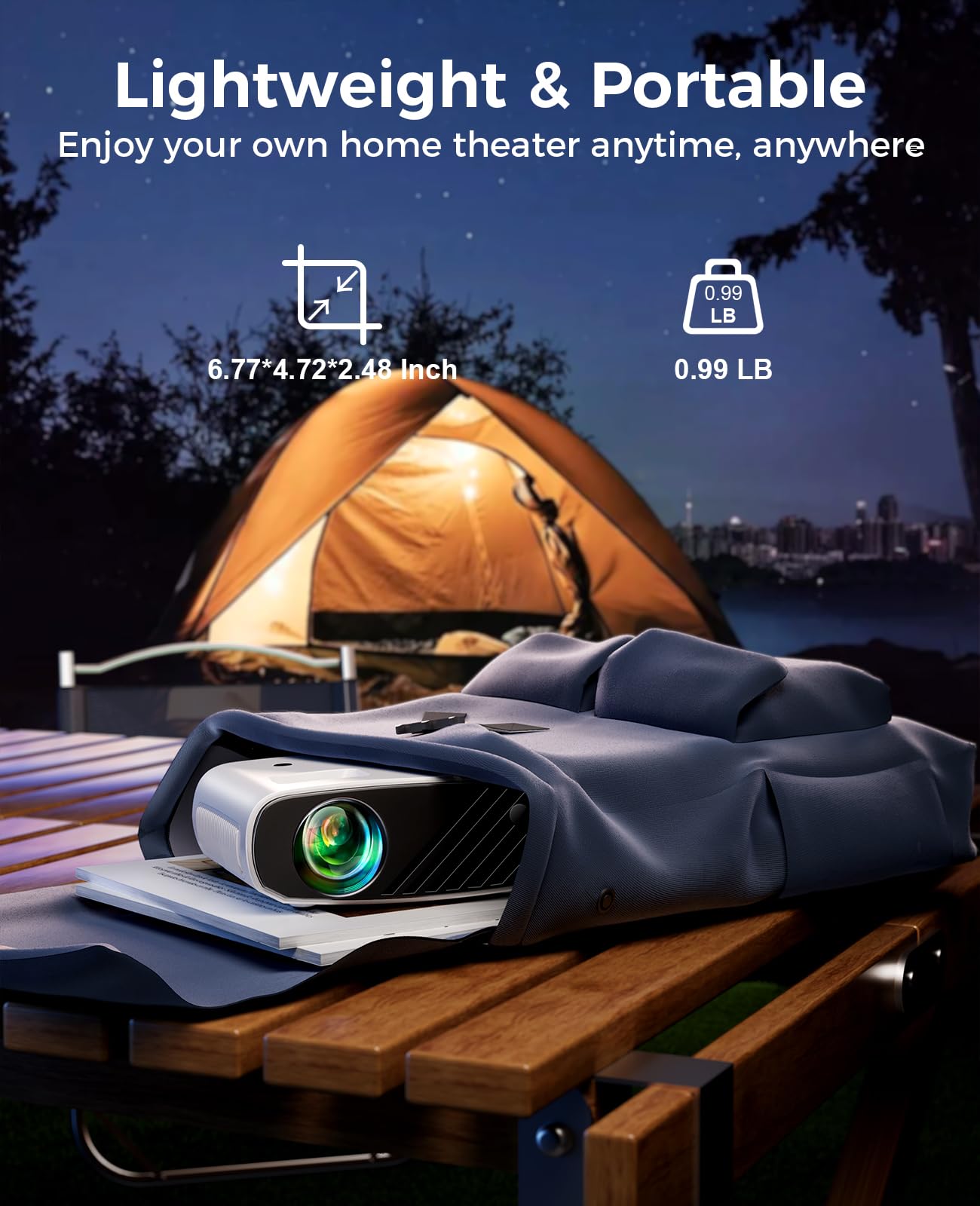 Mini Projector for iPhone, ELEPHAS 2025 Upgraded 1080P HD Projector, 8000L Portable Projector with Tripod, Movie Projector Compatible with Android/iOS/Windows/TV Stick/HDMI/USB