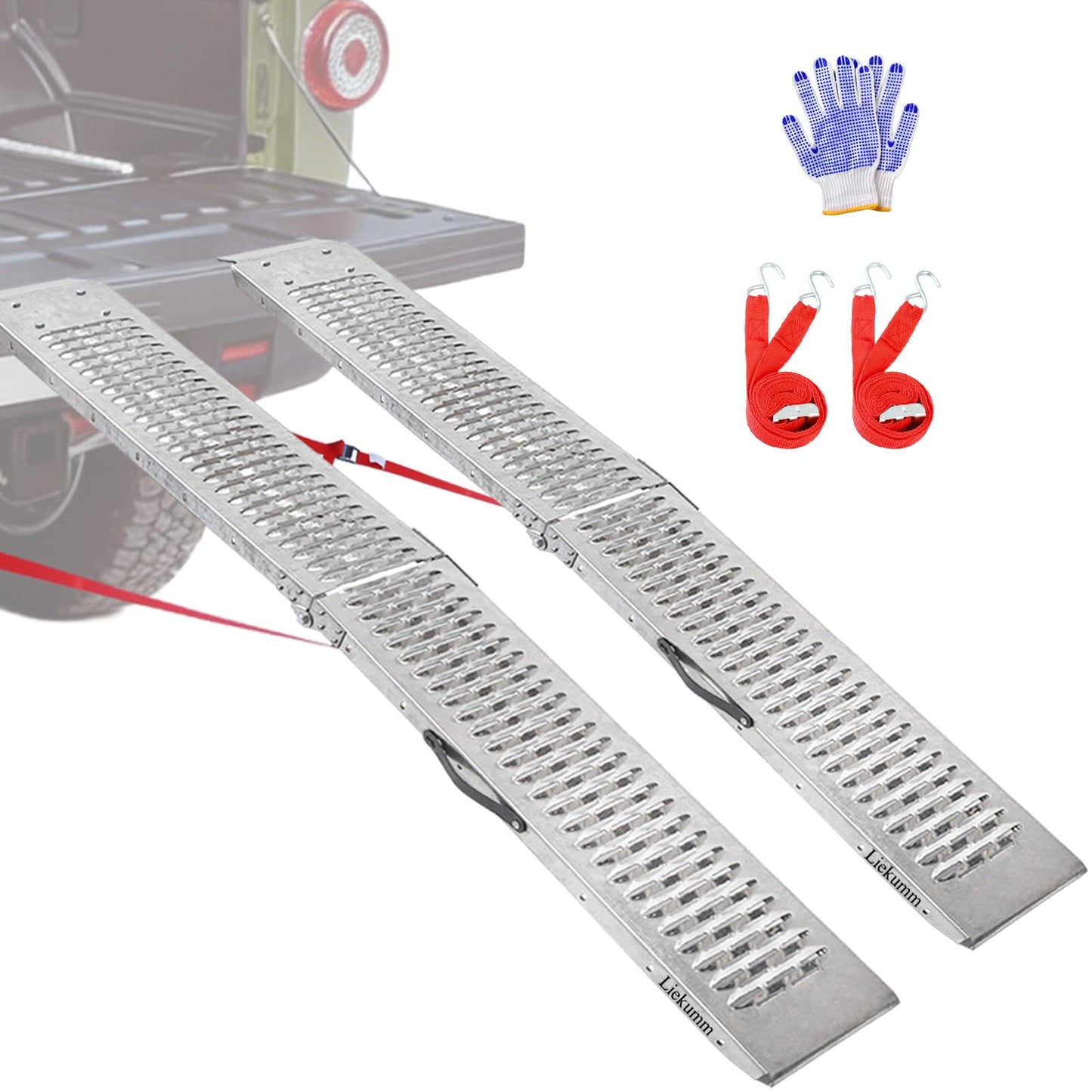 LIEKUMM 83" ATV Ramps 2-Pack, 1000 lbs Capacity Folding Loading Ramps 500 lbs Each, Heavy Duty Truck Ramps for Pickup Trucks, Trailer, Lawn Mower