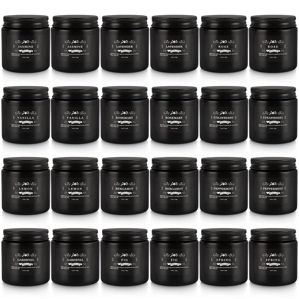 24PCs Black Scented Candles - Men Candle Gift Set, Soy Wax Candle for Parties, Yoga,and Home Decor, Indoor Outdoor 3.05Oz
