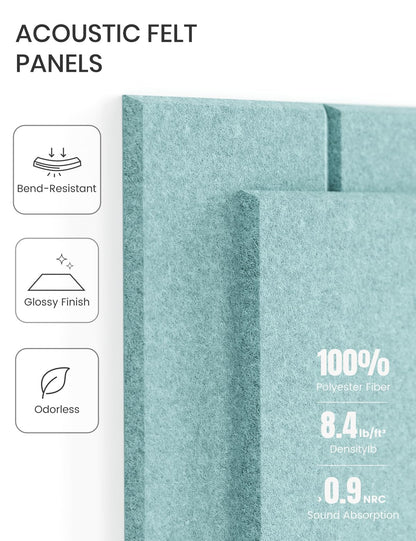 Felt Bulletin Board Tiles -28"x18" with 40 Adhesive Tabs, Cork Board Alternative for Office Decor, Push Pin Board Wall Organizer 6-Pack (Teal Blue)