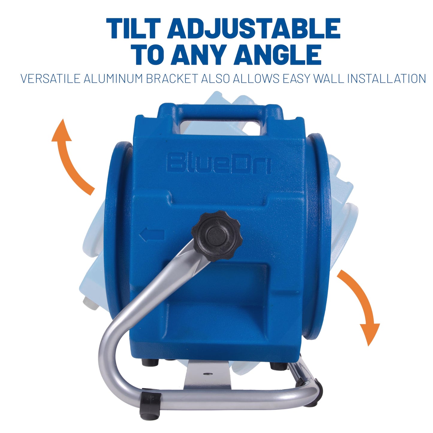 BlueDri Portable 1/5 HP, 870 CFM Mini Axial Air Mover Fan with Wall Mount Option for Water Damage, Drying and Ventilation, Blue, MA-870, Small