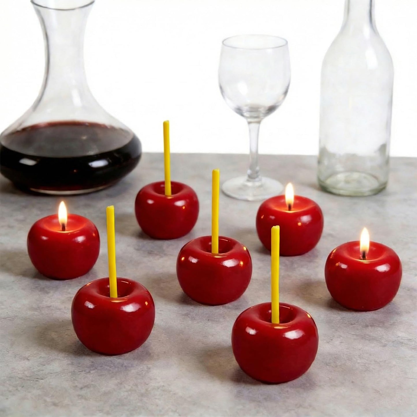 12 Pcs Cherry Birthday Candles Decorations, Handmade Beeswax Cake Candle with Cotton Wicks, Cute Red Fruit-Shaped Candles for Party, Wedding, Cupcakes & Celebrations