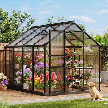 Greenhouse, 6x8 FT Greenhouse for Outdoors, Walk-in Green House with Ground Nails and Vent Windows, Sliding Lockable Door, Green Houses for Outside Garden Backyard, Patio