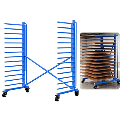 Heihonae Cabinet Door Drying Rack, Heavy-Duty Paint Drying Rack for Doors, Panels & Trim, Adjustable Space-Saving Metal Paint Rack with Lockable Wheels for Spray Booth, Workshop, Factory(15-Tier)