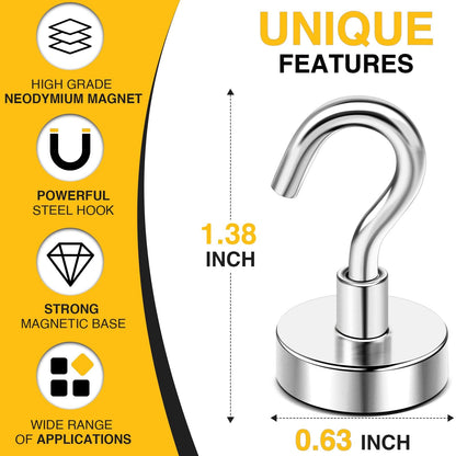 DIYMAG Magnetic Hooks, 30lbs+ Magnet Hook 2026 Cruise Cabin Ship Essentials Heavy Duty Strong Magnets Refrigerator Fridge Hanging for Classroom Beach Vacation Kitchen Grills Home 60 Pack
