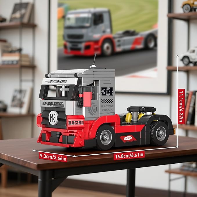 Mould King 24085 Technik Racing Truck Building Set – Classic Semi Truck Model Toy MOC 491PCS Static Display Kits for 8 Teens &amp Adult Collectors