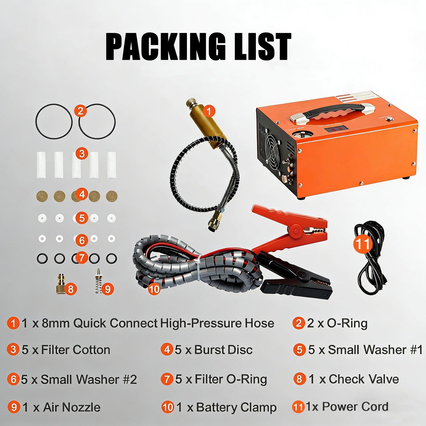 PCP Air Compressor 4500Psi/30Mpa, 300W Oil-Free Fast Fill Pump with Auto Shut-Off, Dual Power 12V DC & 110V AC, Built-in Fan, Portable Air Pump Paintball, Air Rifle, Airguns HPA Tanks