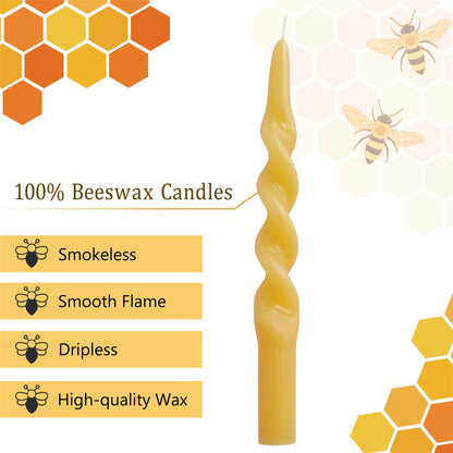 Long Taper Candle Beeswax Candlestick,Gedengni Handcrafted Bees Wax Spiral Candles Scented Tapered Candle Twisted Candlesticks Wedding Home Dinner Wedding Party Decor,1D-Beeswax