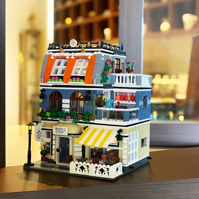 ENJBRICK Garden Hotel Assembly Square Building kitModular House Building Blocks Model Set for Teens and Adults.Collectible Display Toy Building Set 1284 PCS