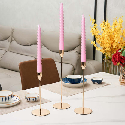 8 Inch Taper Spiral Candle Set of 4 Tapered Candles, 5 hrs,Smokeless,Tall Candlesticks, Home Dinner, Party, Wedding, Halloween, Christmas (4, Pink, 20cm)