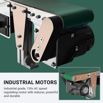 Small Ultra-Thin Frameless Conveyor 39.4″x 5.91″, Narrow Edge Conveyor Belt, PVC Belt can be Used for Stamping and Food conveying, with stepless Speed Regulation and Forward and Backward Switching