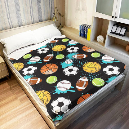 YISUMEI Sports Balls Fleece Blanket Plush and Warm Football Basketball Baseball Throw for Sport Fans Kids Adults Gifts 50"x60"