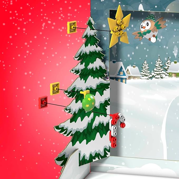 MEGA Pokémon Building Toys Set Holiday Calendar with 202 Pieces 2 Poseable Characters and Accessories for Kids