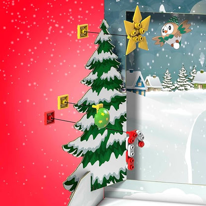 MEGA Pokémon Building Toys Set Holiday Calendar with 202 Pieces 2 Poseable Characters and Accessories for Kids