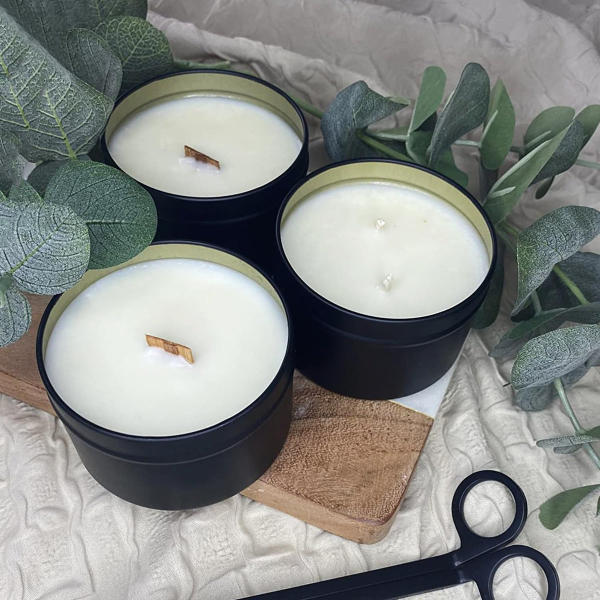 GENHAKON 48 Packs 4 oz Black Candle Tins, Bulk Candle Making Tins, Candle Jars, Candle Containers for Making Candles