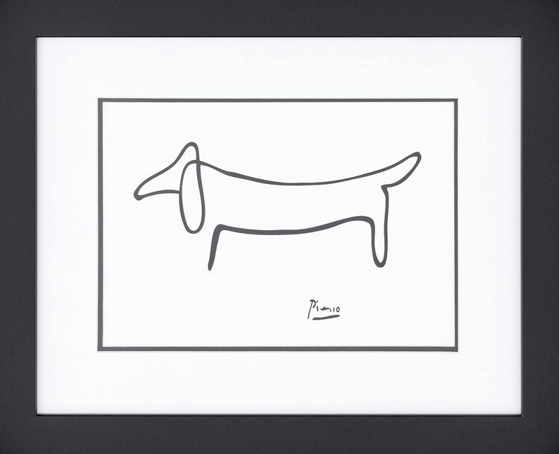 buyartforless FRAMED The Dog (Le Chien) Drawing by Pablo Picasso 14x11 Art Print Poster Double Mat